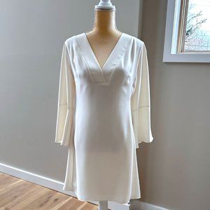 Amanda Uprichard Cream Long Sleeve Deep V-Neck Dress Size M